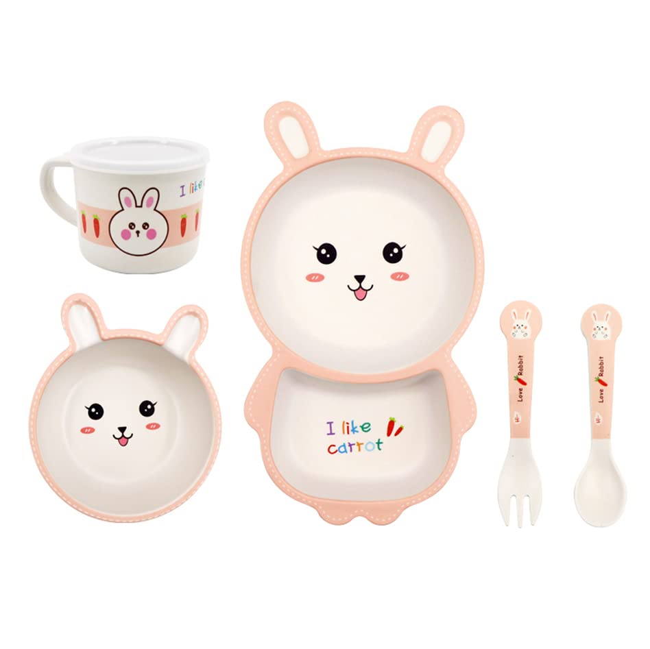 Fekdod 5-Piece Bamboo Kids Dinnerware