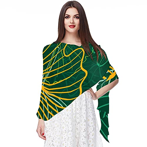 Écharpe motif feuilles vert foncé multicolore 12 pour femme et homme