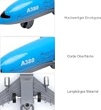 UOCAI Airbus A380 zabawka do samolotu – mini metalowy model samolotu z funkcją wyciągania dla dzieci od 3 lat, plandeka powietrzna dla dzieci, idealna jako zabawka na lotnisku i prezent (długość 14 cm