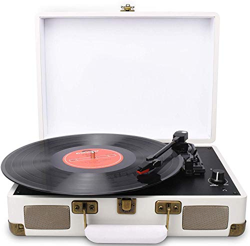 DIGITNOW! Turntable Record Player 3speeds with Built-in Stereo Speakers, Supports USB RCA Output Headphone Jack MP3 Mobile Phones Music Playback,Suitcase Design