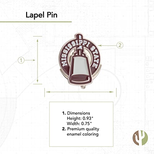 Image of Desert Cactus Mississippi State University Lapel Pin MSST Bulldogs Made of Metal for Formal Wear, Bag and Hat Jewelry, and Tie Tack