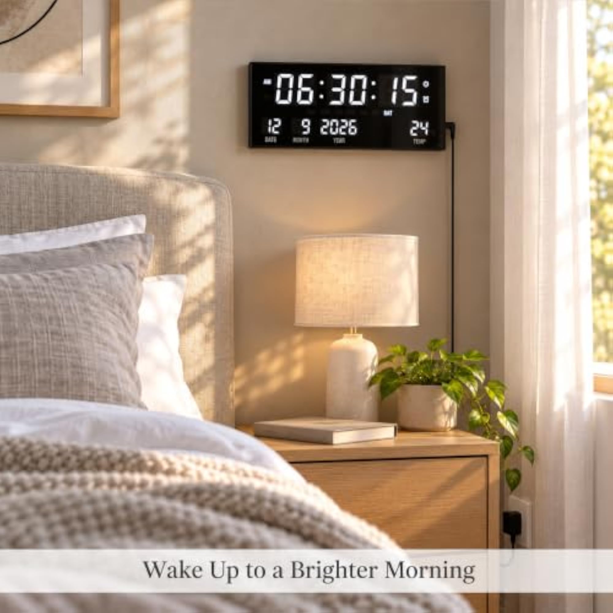 White Digital Wall Clock, Modern Design