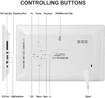 Auto Dimmable Calendar Day Clock Digital Photo Frame HD Display 12 Alarms Extra Large Impaired Vision Digital Clock,with Remote Control,for Alzheimer Seniors And Children,White,7inch,Sensational42