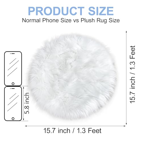 Tapete mini redondo peludo blanco 40 cm miniatura 2