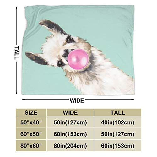 Nice Flannel Fleece Throw, 50"X40", Sneaky Llama Blowing Bubble Gum Cute Animak Desert Boat Throw Blanket For Cold Weather Party Decorative, Air Conditioning Blanket And Thick Easy Care #TOP2