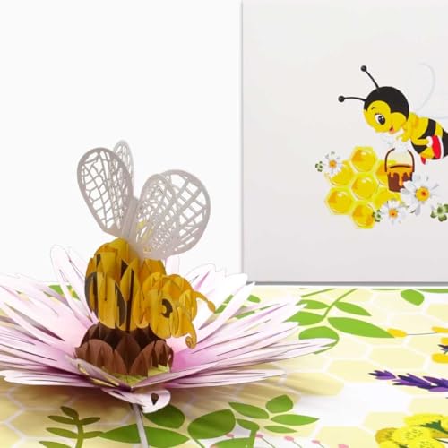 Carte pop-up « Bee Happy! » - Carte d'anniversaire 3D - Motif abeilles et miel - Idée cadeau pour les apiculteurs – vue 5