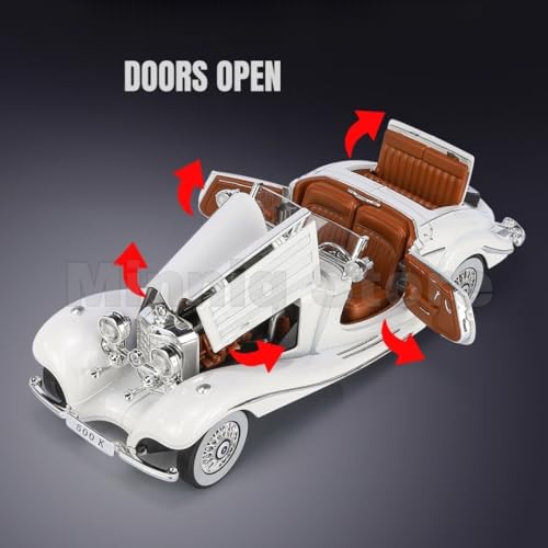 Image of Merceedes Benz 500K Classic Model Car with Box, Zinc Alloy Pull Back Toy car with Sound and Light for Kids Boy Girl Gift [Colors as Per Stock]