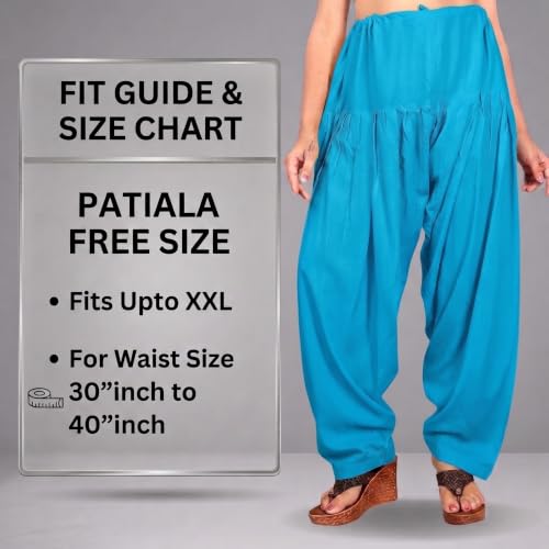 Image of FASHION GALLERY Women's Rayon Relaxed Fit Patiala Salwar with Full Length Drawstring Closure Type and Flexible Waist | Patiala Pant for Woman Free Size Fit Upto XXL