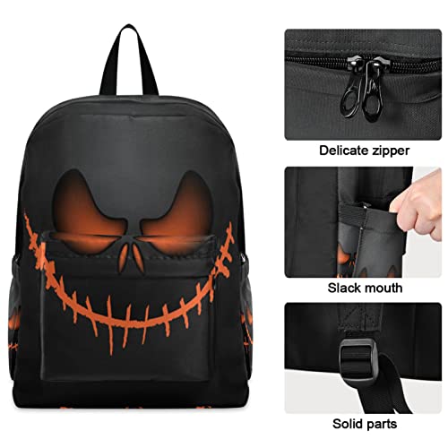 Halloween Mask Background Large Laptop Backpack Durable Travel Computer Bag for Men Women School Bookbag Work2
