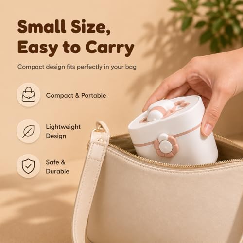 Image of StarAndDaisy Formula Milk Container for Baby Milk Powder Container with Scoop Holder, Portable Formula Dispense, Airtight First Feed Baby Food Storage Box /Container for Travel 200 Grams -Off White