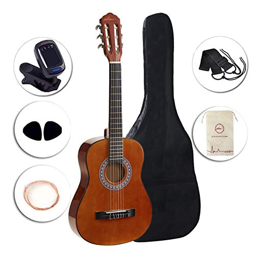 ADM Beginner Classical Guitar 1/2 size 34 Inch Nylon Strings Wooden Guitar, Sunset