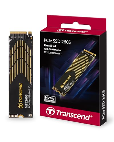 Transcend MTE260 1TB Gen5 SSD with Heatsink, Up to 14,000MB/s, Storage Expansion for PS...