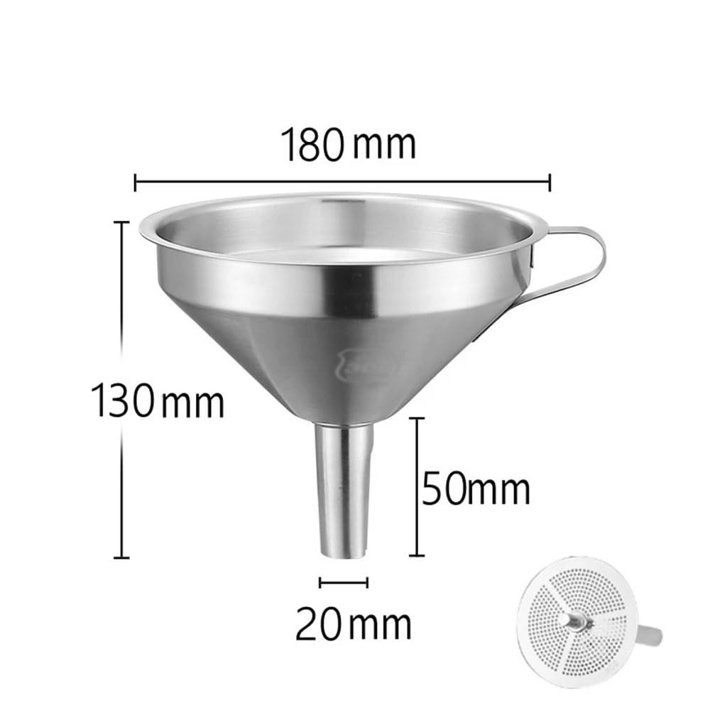 Embudo De Acero Inoxidable, Embudo De Cocina For Aceite Líquido, Embudo De Metal con Filtro Desmontable, Embudo De Boca Ancha For Enlatar Herramientas De Cocina, 1 Pieza(Extra Large)