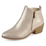 Journee Collection Womens Rebel Bootie with Raised Vamps and Side Zipper Detail, Gold, 11