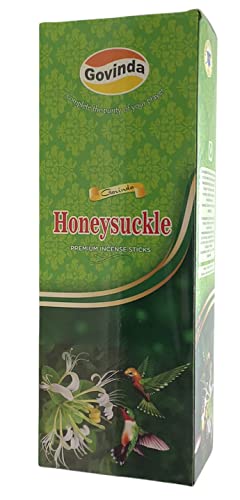 Govinda Incense - 120 Incense Sticks, Premium Incense, Masala Coated (Honeysuckle) #TOP2