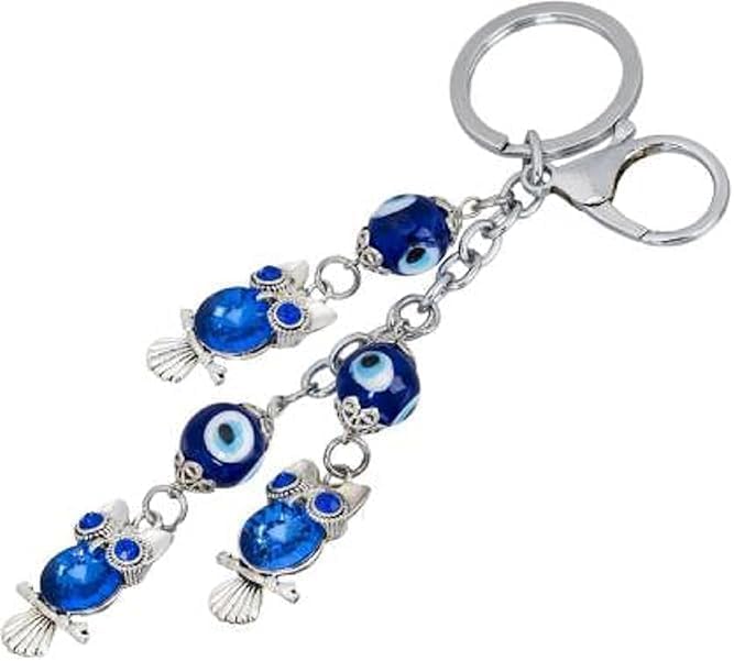 The Great Indian Store Stainless Steel Evil Eye Keychain Metal For Gifting With Key Ring Anti-Rust (Pack Of 2)