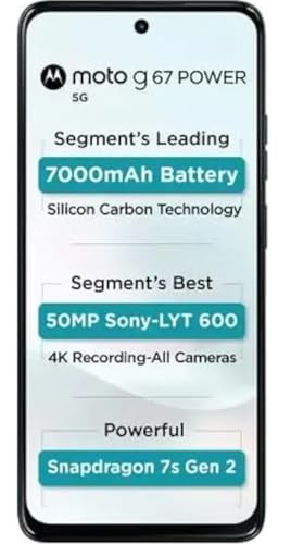 Image of Motorola G67 Power 5G (Pantone Blue Curacao, 8GB RAM, 256GB Storage)