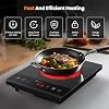 Electric Hot Plate,Nuopuplai Single Countertop Burner Portable Ceramic Cooktop For Cooking Ultra-thin Electric Stove Infrared Cooker,24-Hour Timer Child Safety Lock,Compatible With All Cookware 1800W #3