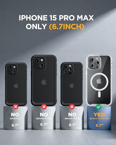 Image of Miracase Magnetic for iPhone 15 Pro Max Case 6.7'' [Compatible with Magsafe] Full-Body Drop Proof Phone Case for iPhone 15 Pro Max with Built-in 9H Tempered Glass Screen Protector,Clear Glitter