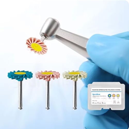 Image of 6Pcs Dental Diamond Impregnated Polishing System Ceramic Polishing Disc Composite Ceramic Polishing Disc, 3-Step Polishing Diamond System RA 14mm Spiral Flex Brush.