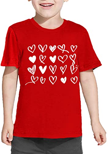Image of LAZYCHILD Kids Valentine Shirt Girls Valentines Day Shirts Heart Graphic Long Sleeve Striped Tee Tops 5-14 Years