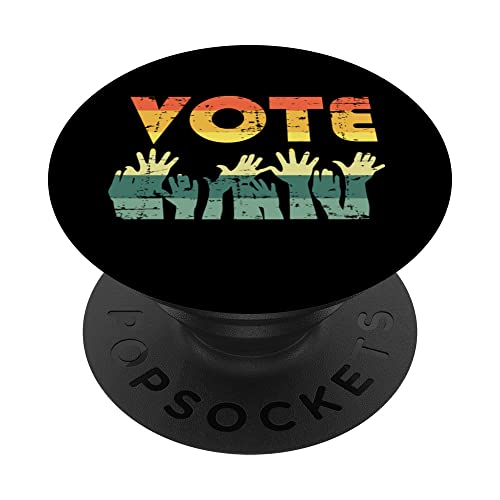VOTE Election Campaign Raising Hands Vintage Retro Voter PopSockets Swappable PopGrip, Black