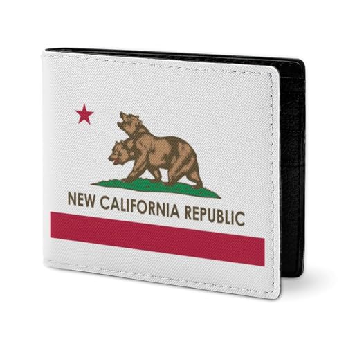 Flag of New California Republic Mens Bifold Wallet RFID Blocking Slim Credit Card Holder with with ID Window Nice Gifts for Men2