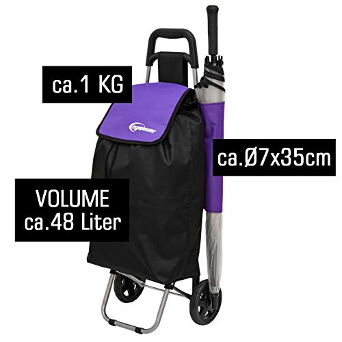 EYEPOWER 48L Einkaufstrolley Faltbarer Einkaufsroller 94x37x30 cm Trolley Lila – Bild 5