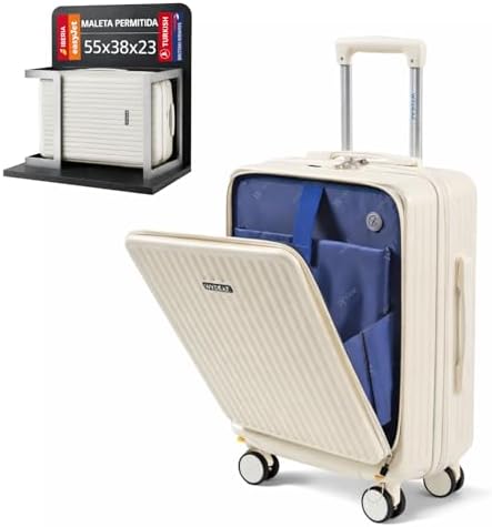 Maleta de Cabina 55x38x23 cm, Trolley Rígido ABS+PC Ligero con 4 ...