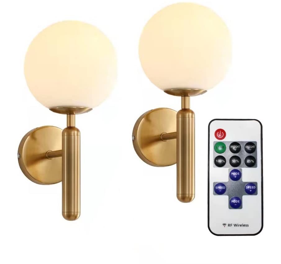 Buy Wall Sconce Light Set of 2,Led Remote Control Battery Operated