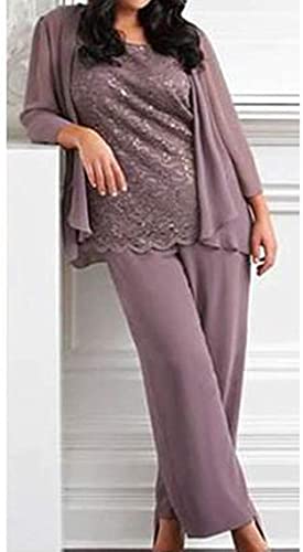 3 Pieces Mother of The Bride Dress Pant Suits Lace Evening Formal Dress for Wedding Guest Groom Women's4