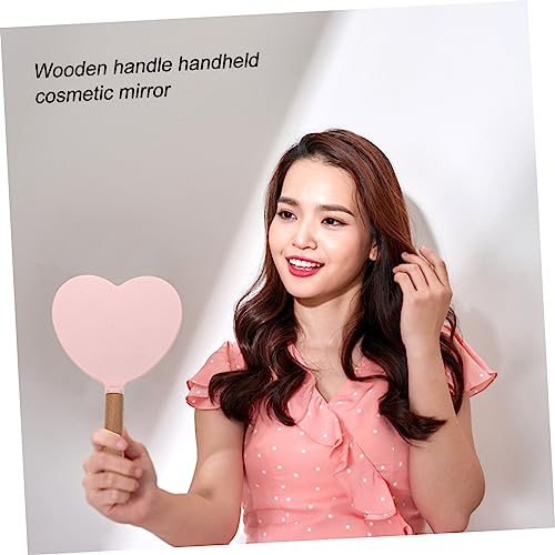 Espejo de maquillaje portátil con diseño de corazón miniatura 4
