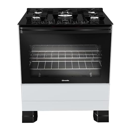 Fogão Mueller 5 bocas Branco com Mesa de Vidro e Tripla Chama Bivolt MFV5BF
