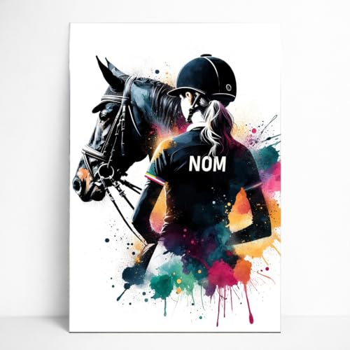 Générique Affiche Personnalisée Équitation Prénom – Poster Cavalière Cheval Personnalisable pour Fille avec Nom, Toile, idée Cadeau d’anniversaire Femme
