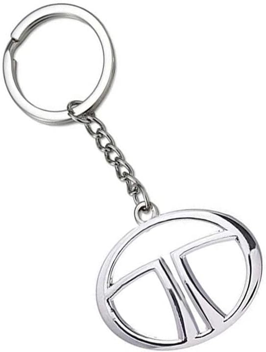 Tata Logo Car Key Chain Ring Silver Plated Metal Chrome Finish Stainless Steel 1 Piece
