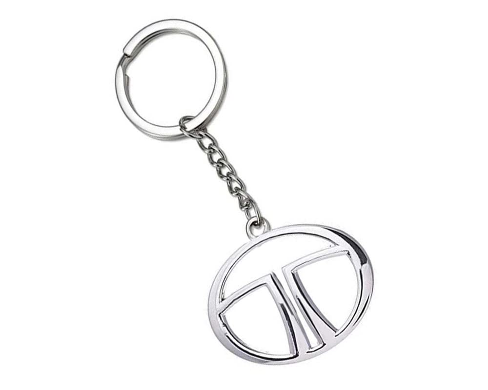 Auto E-Shopping Tata Logo Car Key Chain Ring Silver Plated Metal Chrome Finish Stainless Steel 1 Piece