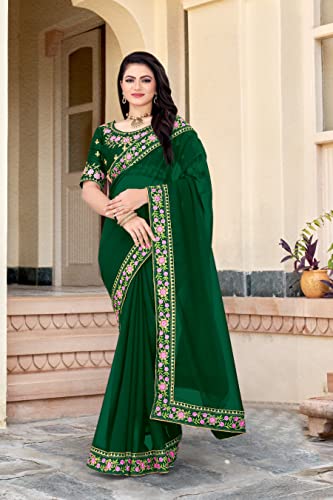 Bankcroft Women’s Saree For Women Hot New Release Half Sarees Offer Designer Saree Under 300 Combo Art Silk 2022-2023 In Latest With Designer Blouse Beautiful For Women Sadi Offer Sarees Collection Kanchipuram Bollywood Bhagalpuri Embroidered Free Size Georgette Sari Mirror Work Marriage Wear Original Sarees Wedding Casual Design With Blouse Materials (Green)