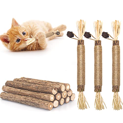 Avotik Katzenminze Sticks Katzenspielzeug, Matatabi Katzen Kausticks für Indoor-Kätzchen, Natürliche Silvervine Cat Chew Sticks Toys für die Reinigung von Kätzchenzähnen, Stressabbau Cover