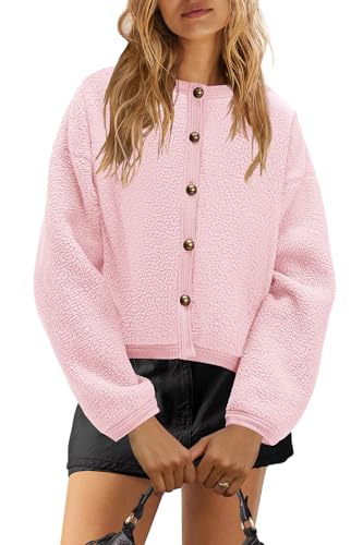 Image of Yanekop Womens Sherpa Jacket Button Down Fleece Winter Coat Fuzzy Jackets Chunky Cardigan Sweaters Open Knit Sweater