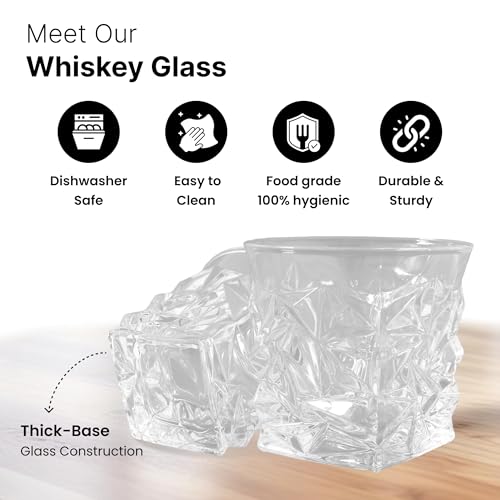 Image of UMAI Whiskey Glasses Set of 2 (270ml Each) | Diwlai Gift | Lead Free Neat Whiskey Glass | Heavy Bottom Drinking Glass | Crystal Glass Diwali Gift | Glass for Drinks | Cocktail Glasses