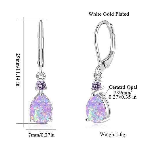 CiNily Leverback Opal Dangle Drop Earrings For Women Girls 14K Gold Plated Teardrop Earrings3