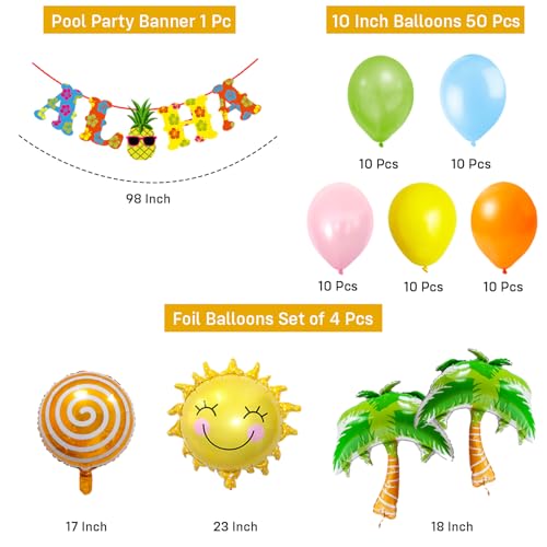 Image of Party Propz Pool Party Decorations Items - 55 Pcs Hawaiian Theme Party Decorations,Beach Theme Decoration Items,Summer Theme Decoration Items, Tropical Theme Pool Party,Aloha Banner