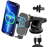 [Upgraded Version] ZicBee Wireless Car Charger,15W Fast Charging Auto-Clamping Car Mount, Dash, Air Vent Charging Car Phone Holder for iPhone 15 14 13 12 11, Samsung Galaxy S23 S22, etc. (Black)