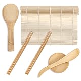 guduling 6 Stück Sushi Selbst Machen Set,Sushi Starter Set,Maker für Anfänger Sushimatte für die Herstellung von Sushirolle,Koreanischen Algenrollen und Gemüserollen,Holz