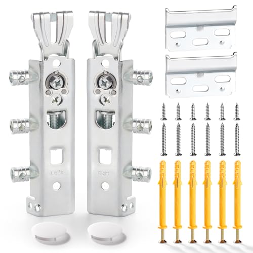 VooGenzek 2 Piezas Colgadores Ocultos para Gabinetes Cocina, Ganchos de Fijación para Muebles Suspendidos, Herrajes Colgar Muebles Cocina, con Tornillo y Cubierta, Peso del Rodamiento: 100kg