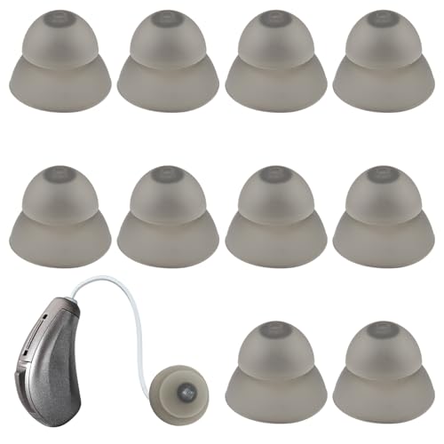 BLNC 10 Piezas Domos para Audífonos, Adaptadores de Silicona de Repuesto Lavables, Recambios para Mayores (Doble Capa, L)