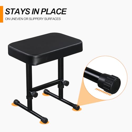 GODECOR Keyboard Bench, 3-Level Adjustable Stool Chair for Piano Keyboard Stand with Comfortable Padded Cushion, Suitable for Music Room, School and Home(Black)