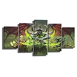 5 Pieces Game Poster World Of Warcraft Illidan Poster Posters and Prints Canvas Paintings Wall Art Wall Decor Home Cuadros (Framed,L)