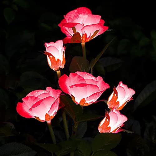 KEISKEI Outdoor Solar Garden Stake Lights, Upgraded Waterproof LED Solar Flower Lights with 6 Rose Flowers, 1 Pack Landscape Lights for Patio Garden Lawn Pathway Walkway Courtyard Backyard (Red)