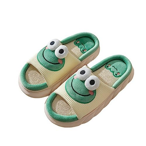 MoneRffi Damen Kuh Hausschuhe Cartoon Tiere Rutschfeste Linen Kuh Slippers,...